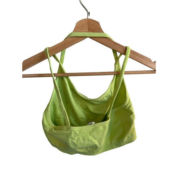 Fabletics Sports Bra Green Yellow Women's Size Large Workout Top Athletic Wear - Picture 2 of 3